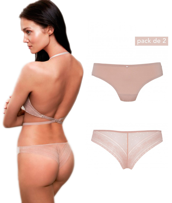 Tanga Invisível/Pack 2 - Bege