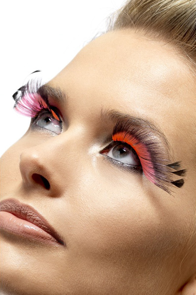 Feather Eye Lashes - Pink/Black